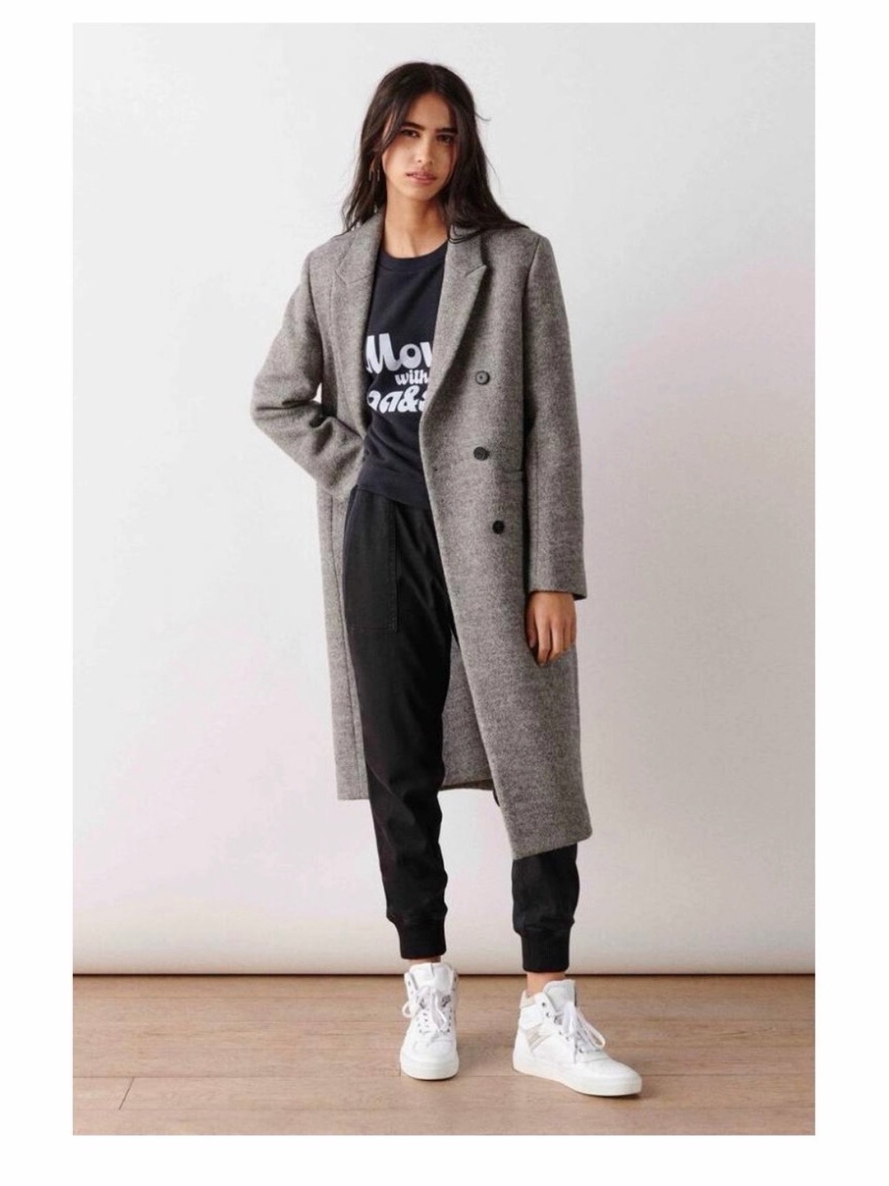 ba&sh Double-Breasted Gray Wool Coat “Wisee”